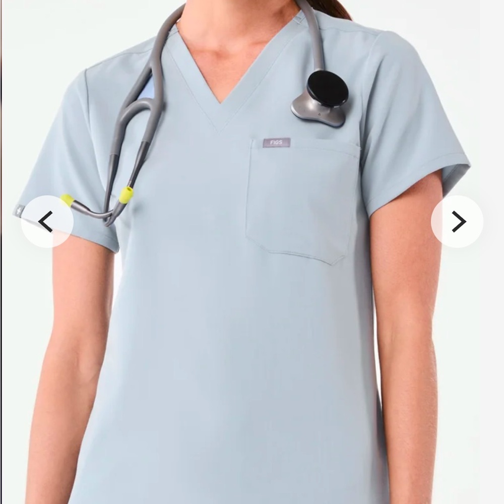 Figs Catarina Scrub Top Dusty Blue